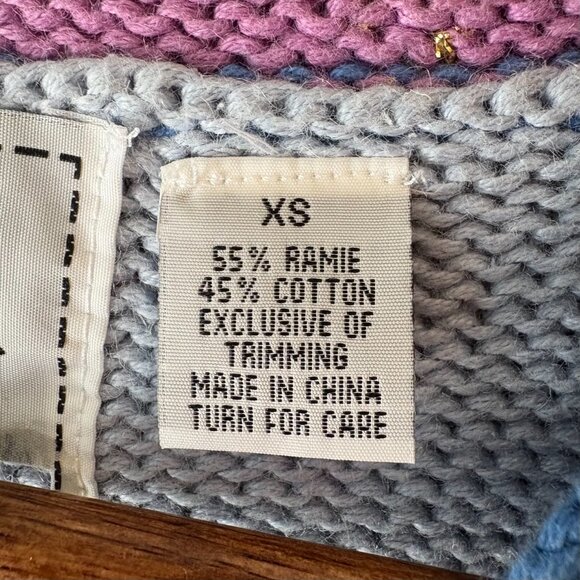 Hand Knit Storybook Cardigan Sweater Ugly Christmas Angel Snow Trees 90s Size M - Picture 9 of 11